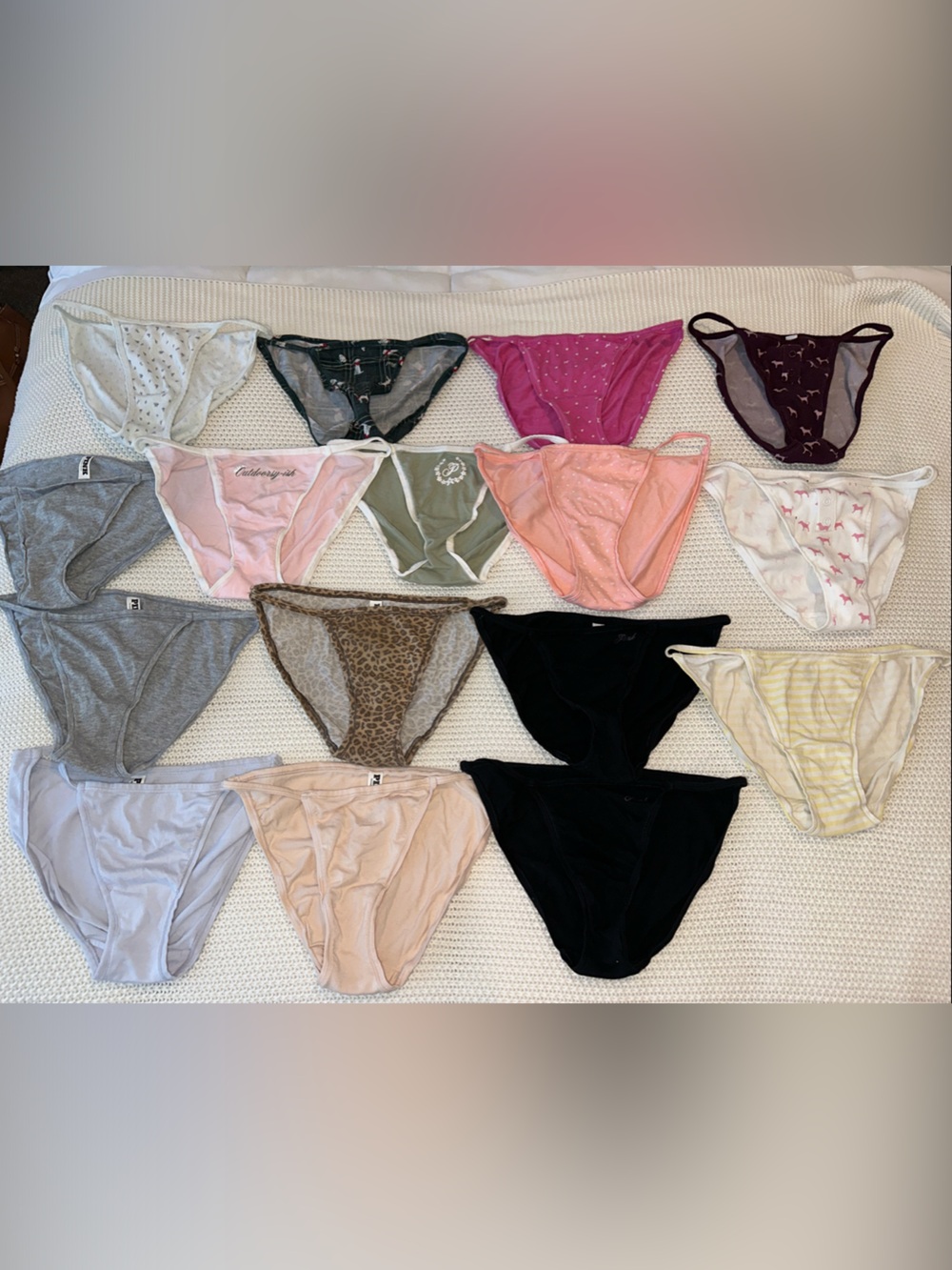 PINK Victoria's Secret Bikini Panty Mix - Black, Pink, Gray, Cream & Prints